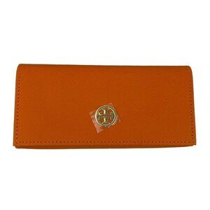 TORY Burch Saffiano Orange Leather Sun Reading Glass Case Gold Logo US OS